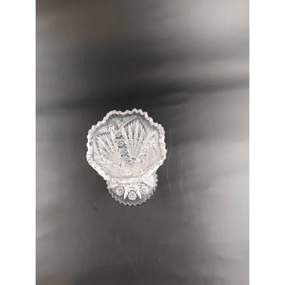 Vintage Brilliant Cut‎ Glass Flower Trumpet Vase Short 6